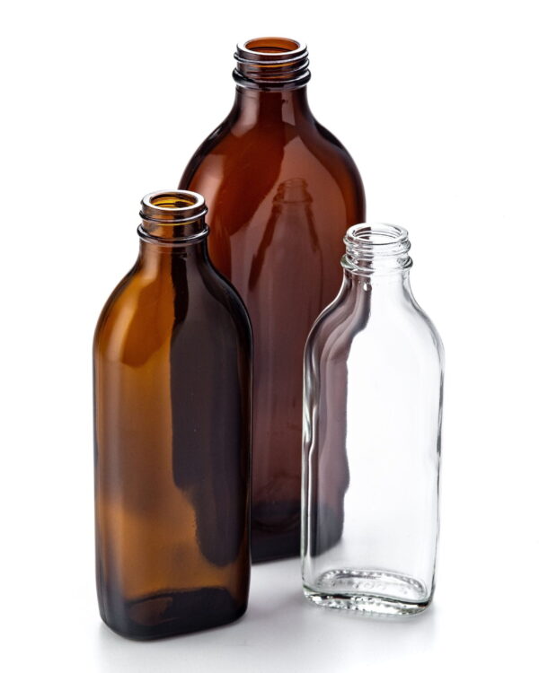 Glass sloping shoulder bottle