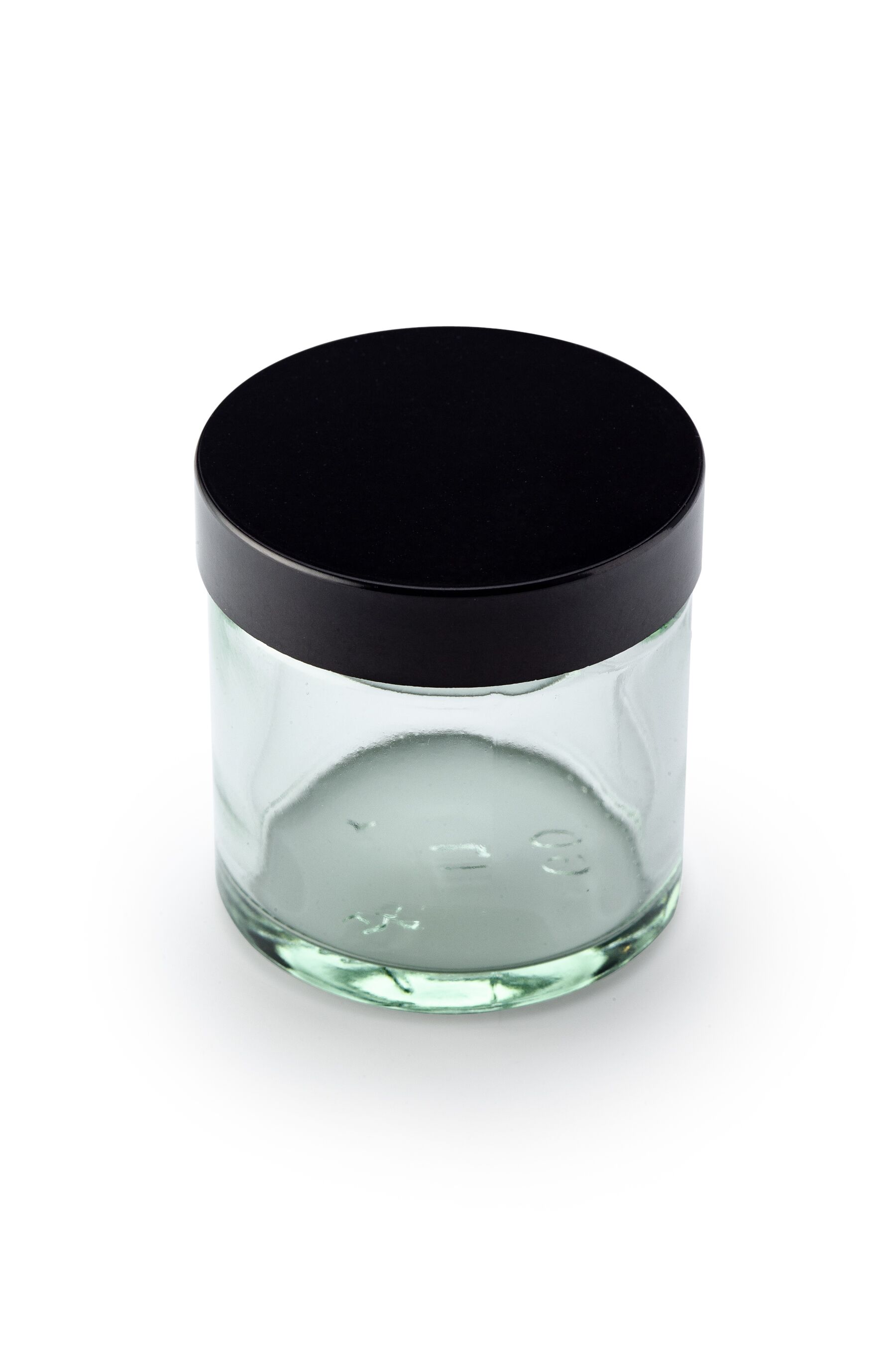 Clear Glass Ointment Jars Precapped with Black Urea Lids Origin