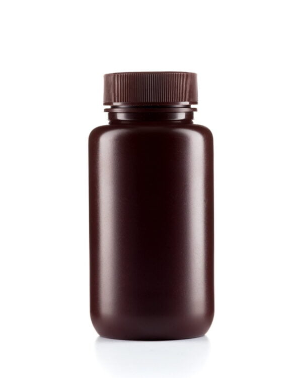 HDPE wide mouth amber bottle